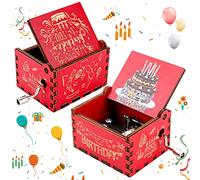 cobee Mini boîte à Musique en Bois à manivelle avec Inscription « Happy Birthday », boîte à Musique Vintage gravée à manivelle, Cadeau d'anniversaire pour la Famille, Les Amis, Les Amoureux