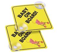 Cobee Panneau d'avertissement de voiture « Baby in Car » de 12,7 x 12,7 cm avec double ventouses, autocollants réutilisables et durables