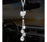 Cobee Pendentif en forme de cœur diamant à suspendre pour rétroviseur de voiture, décoration d'intérieur de voiture, décoration porte-bonheur pour femme