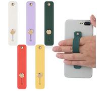 Cobee Phone Loop Lot de 5 sangles universelles en silicone avec béquille pour la plupart des smartphones (jaune, violet, blanc, vert, rouge)