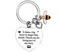 Cobee Porte-clés cadeau pour enseignant, cadeau de remerciement abeille, cadeau de remerciement pour enseignant, cadeau pour anniversaire, remise de diplôme, Noël, femme et homme, Argenté, taille