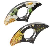 cobee Porte livre à fleurs séchées, 2 pièces Porte livre à pouce en résine Accessoires de lecture Anneau Ouvre livre Signet floral pour enseignants Amoureux des livres