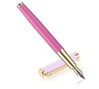 Cobee Stylo-plume en métal avec strass de 0,5 mm, pointe fine iridium, compatible avec cartouches d'encre de 2,6 mm, joli stylo pour cadeau, journal, bureau, affaires (rose)