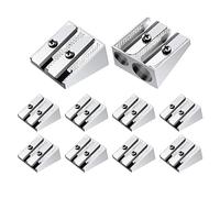 cobee Taille-crayon 10 pièces en alliage d'aluminium à double trou Taille-crayon manuel en métal Mini taille-crayon Taille-crayon en métal pour crayons adultes enfants écoles bureau