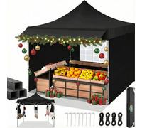 COBIZI 3x3m Tonnelle de Jardin Pliable, Tonnelle Pliable avec Auvent Extensible, Hauteur Réglable, Protection UV 50+, Convient pour Les Fêtes, L'extérieur, Le Commerce, Le Camping (Noir)