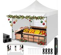 COBIZI 3x3m Tonnelle de Jardin Pliable, Tonnelle Pliable avec Auvent Extensible, Hauteur Réglable, Protection UV 50+, Convient pour Les Fêtes, L'extérieur, Le Commerce, Le Camping (Blanc)