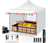 COBIZI 3x3m Tonnelle de Jardin Pliable, Tonnelle Pliable avec Auvent Extensible, Hauteur Réglable, Protection UV 50+, Convient pour Les Fêtes, L'extérieur, Le Commerce, Le Camping (Blanc)