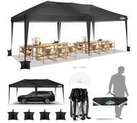 COBIZI Auvent pop-up de 3 x 6 m sans paroi latérale, tente instantanée commerciale de 3 x 6 m, tente portable pour fêtes, plage, barbecue, fêtes, événements avec 4 sacs de sable et 1 sac de transport