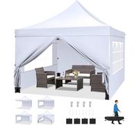 COBIZI Barnum Pliant 3x3m Tonnelle Pliante 3x3 Tonnelle de Jardin Exterieur Imperméable Professionnel Tente de Reception avec 4 Parois Latérales Tonnelle Tente UV 50+, Blanc