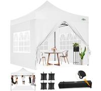 COBIZI Barnum tonnelle Pliant 3x3 Professionnel Solide UV 50+ Pop Up Barnum 3 réglables en Hauteur Tonnelle de Jardin Protection Contre Le Froid avec 4 Murs et 4 Sacs de Sable, Blanc