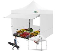 COBIZI Tente-baldaquin Pop-up de 3 x 3 m avec auvent et parois latérales, très résistante Commerciale de 3 x 3 m, imperméable instantanée, Pare-Soleil UPF 50+, pour extérieur, fêtes, marchés (Blanc)