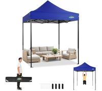 COBIZI Tente de Réception Pliante 2x2m Robuste sans Parois Latérales, Chapiteau de Fête Extérieur Commercial Facile à Monter, 3 Hauteurs Réglables avec Sac de Transport,Bleu foncé