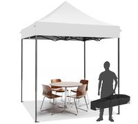 COBIZI Tente de Réception Pliante 2x2m Robuste sans Parois Latérales, Chapiteau de Fête Extérieur Commercial Facile à Monter, 3 Hauteurs Réglables avec Sac de Transport,Blanc