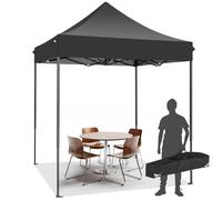 COBIZI Tente de Réception Pliante 2x2m Robuste sans Parois Latérales, Chapiteau de Fête Extérieur Commercial Facile à Monter, 3 Hauteurs Réglables avec Sac de Transport, Noir
