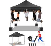 COBIZI Tente de Réception Pliante 3x3m Robuste sans Parois Latérales, Chapiteau de Fête Extérieur Commercial Facile à Monter, 3 Hauteurs Réglables avec Sac de Transport à Poignée, Noir