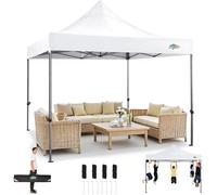 COBIZI Tente de Réception Pliante 3x3m Robuste sans Parois Latérales, Chapiteau de Fête Extérieur Commercial Facile à Monter, 3 Hauteurs Réglables avec Sac de Transport à Poignée,Blanc