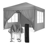 COBIZI Tonnelle 3x3m Tonnelle Pliante 3x3 Barnum Pliant Tonnelle de Jardin Exterieur Imperméable Professionnel Tente de Reception Camping avec 4 Côtés, Gris