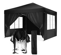 COBIZI Tonnelle 3x3m Tonnelle Pliante 3x3 Barnum Pliant Tonnelle de Jardin Exterieur Imperméable Professionnel Tente de Reception Camping avec 4 Côtés, Noir