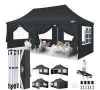 COBIZI Tonnelle 3x6 avec Barre de Verrouillage Améliorée, Barnum Pliant 3x6 imperméable UPF 50+, Tonnelle Pliante pour Mariage, Marché, Jardin, Fête, 3 Hauteurs Réglables,6 Parois Latérales