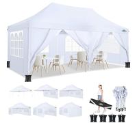 COBIZI Tonnelle 3x6 avec Barre de Verrouillage Améliorée, Barnum Pliant 3x6 imperméable UPF 50+, Tonnelle Pliante pour Mariage, Marché, Jardin, Fête, 3 Hauteurs Réglables,6 Parois Latérales