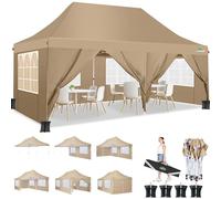 COBIZI Tonnelle 3x6 avec Barre de Verrouillage Améliorée, Barnum Pliant 3x6 imperméable UPF 50+, Tonnelle Pliante pour Mariage, Marché, Jardin, Fête, 3 Hauteurs Réglables,6 Parois Latérales