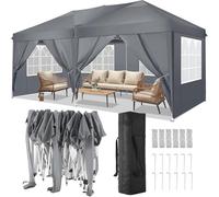 COBIZI Tonnelle 3x6m Tonnelle Pliante 3x6 Barnum Pliant Tonnelle de Jardin Exterieur Imperméable Professionnel Tente de Reception Camping avec 6 Côtés, Gris