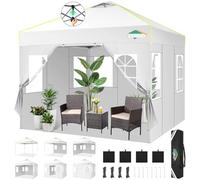 COBIZI Tonnelle Barnum Pliante 3x3 Pop up Tonnelle de Jardin Exterieur Imperméable Tente de Reception avec 4 Panneaux Latéraux Chapiteau avec Ventilation pour Camping Sac de Transport, Anti UV, Blanc