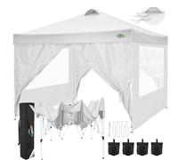 COBIZI Tonnelle De Jardin 3 X 3 M Tonnelle Pliante Tente RéCeption,Barnum Pliant 3x3 with 4 Removeable Sidewalls, à Hauteur RéGlable pour FêTe Marriage Les ActivitéS Commerciales,Blanc