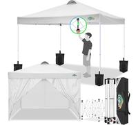 COBIZI Tonnelle De Jardin 3 X 3 M Tonnelle Pliante Tente RéCeption，Barnum Pliant 3x3 with 4 Removeable Sidewalls, à Hauteur RéGlable pour FêTe Marriage Les ActivitéS Commerciales,Blanc