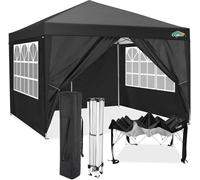 COBIZI Tonnelle de Jardin 3x3m avec 4 Panneaux Latéraux Amovibles, Barnum Pliant Imperméable et Anti-UV, Tente Pop-up Portable pour Fête, Mariage, Événement en Extérieur, Noir