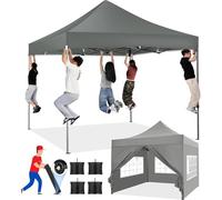 COBIZI Tonnelle de Jardin 3x3m Imperméable Robuste Résistante à l'hiver 2.0, Pliable Extérieur 3 Hauteurs Réglables, Tente de Réception avec 4 Parois Latérales et 4 Sacs de Lestage, Gris