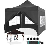 COBIZI Tonnelle de Jardin 3x3m Imperméable Robuste Résistante à l'hiver 2.0, Pliable Extérieur 3 Hauteurs Réglables, Tente de Réception avec 4 Parois Latérales et 4 Sacs de Lestage, Noir