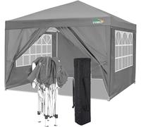 COBIZI Tonnelle de Jardin 3x3m Tente Pavillon de Jardin Pliante pour Exterieur, Acier revêtu de Poudre Robuste, imperméable avec 4 Côtés, Tonnelle Barnum Tente pour Jardins, Camping