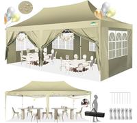 COBIZI Tonnelle de Jardin 3x6m Tonnelle Pliante Imperméable Tente de Reception Pliante Barnum Pliant avec 6 Parois 2.0 pour Jardin, Fête, Camping, Festival, Bière - UV50+(Kaki)
