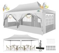 COBIZI Tonnelle de Jardin 3x6m Tonnelle Pliante Imperméable Tente de Reception Pliante Barnum Pliant avec 6 Parois 2.0 pour Jardin, Fête, Camping, Festival, Bière - UV50+(Blanc)