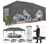 COBIZI Tonnelle de Jardin Exterieur 3x6 Tonnelle Pliante Imperméable Pliant Tente de Reception Barnum Pliant, 6 Parties latérales Amovibles, Gris