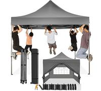 COBIZI Tonnelle de Jardin,Tonnelle Pliante 3x3 avec Parois Latérales et Sacs de Sable,Barnum Pliant Tonnelle Tente,Imperméable Anti UV Tonnelle pour Exterieur Plage Terrasse Camping(3 par 3m Gris)