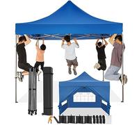 COBIZI Tonnelle de Jardin,Tonnelle Pliante 3x3 avec Parois Latérales et Sacs de Sable,Barnum Pliant Tonnelle Tente,Imperméable Anti UV Tonnelle pour Exterieur Plage Terrasse Camping(3 par 3m Bleu)