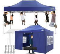 COBIZI Tonnelle de Jardin,Tonnelle Pliante 3x4,5 avec 4 Parois Latérales,Barnum Pliant Tente,Imperméable Anti UV Tonnelle pour Plage Terrasse Camping(3 par 4,5m Bleu Foncé)