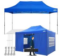 COBIZI Tonnelle de Jardin,Tonnelle Pliante 3x4,5 avec 4 Parois Latérales et Sacs de Sable,Barnum Pliant Tonnelle Tente,Imperméable Anti UV Tonnelle pour Plage Terrasse Camping(3 par 4,5m Bleu)