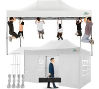 COBIZI Tonnelle de Jardin,Tonnelle Pliante 3x4,5 avec 4 Parois Latérales et Sacs de Sable,Barnum Pliant Tonnelle Tente,Imperméable Anti UV Tonnelle pour Plage Terrasse Camping(3 par 4,5m Blanc)