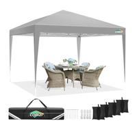 COBIZI Tonnelle Pliable 3 x 3 cm, étanche, Stable, 3 x 3 cm, avec 4 Sacs de Sable, Gris