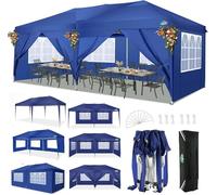 COBIZI Tonnelle Pliable 3 x 6 m - 3 x 6 m - Imperméable et Stable - Anti-UV - avec 6 parois latérales - pour Jardin, fête, Mariage, Pique-Nique, marché - Bleu Marine