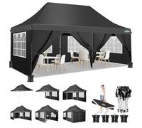 COBIZI Tonnelle Pliable 3x6m, Tonnelle de Jardin 3x6m, Étanche et Stable - avec 6 Panneaux latéraux, UV50+, Toit surélevé et Sac de Transport - pour Jardin, fête, Festival, Mariage