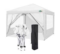 COBIZI Tonnelle Pliante 3 x 3 cm, étanche, Stable, Pop-up, Pliable, 3 x 3 cm, avec 4 côtés latéraux, imperméable, Protection UV 50+, pour Jardin, fête, marché, Pique-Nique, avec Sac (Blanc)