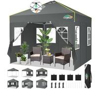 COBIZI Tonnelle Pliante 3 x 3 cm, étanche, Stable, résistante à l'hiver, Pliable, avec 4 parois latérales, Protection UV, avec Ouverture d'aération en Filet et Bandes réfléchissantes pour Camping