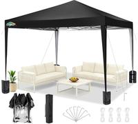 COBIZI Tonnelle Pliante - 3 x 3 m - Imperméable - Stable - Résistante à l'hiver - Tente Pliable - Tente Pliante Pop-up - Protection UV UPF 50+ - avec Sac de Transport - pour fête de Jardin, Noir