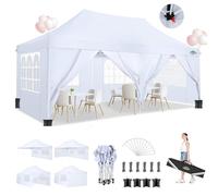 COBIZI Tonnelle Pliante 3 x 6 m étanche et Stable, 3 x 6 m, Tente de réception, Pliable, Anti-UV, avec 6 parois latérales, pour Mariage, extérieur, Jardin, fête