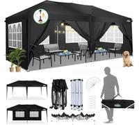 COBIZI Tonnelle Pliante 3 x 6 m étanche Stable résistante à l'hiver Protection UV Tente de réception 3 x 6 m avec 6 parois latérales Pop Up Tente de Jardin avec Sac pour Mariage, Festival, événement