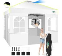 COBIZI Tonnelle Pliante 3x3 Barnum Pliant avec Verrouillage Central à Une Touche, Bandes fluorescentes et évents intégrés, 4 Parois Latérales, Tente de réception pour Exterieur, Tonnelle UV 50+